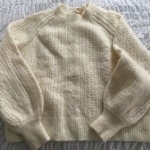 Sezane Cream Textured Knit Sweater